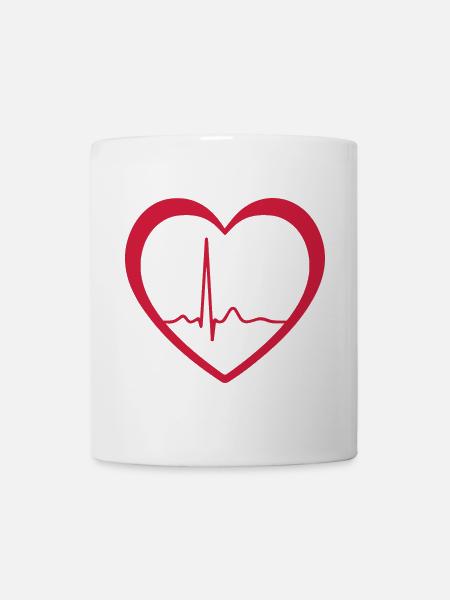 Herzschlag-EKG-Linie Medizinischer Pulswellen-Ikon-Vektor - Tasse - Weiß