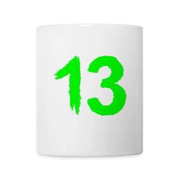 Zahl 13 Lieblingszahl Bürste - Tasse - Weiß - Vorne