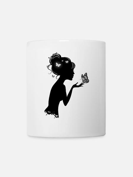 Weibliche Schmetterlinge - Tasse - Weiß