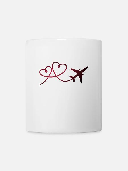 Flugzeug Flieger mit Herz - Tasse - Weiß
