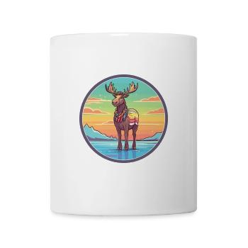Karibu Aquarell Karikatur Kawaii Clipart Tier - Tasse - Weiß - Vorne