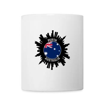 Perth Skyline Australien Flagge Reise Souvenir - Tasse - Weiß - Vorne