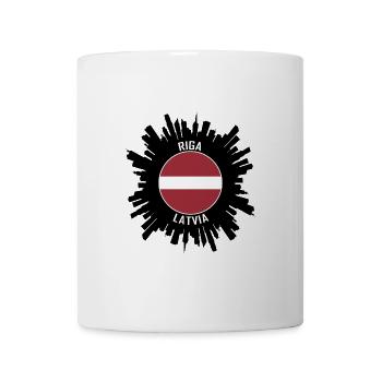 Riga Skyline Lettland Flagge Reisesouvenir - Tasse - Weiß - Vorne