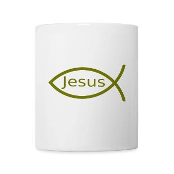 Jesusfisch grün Ichthys Fisch Fische - Tasse - Weiß - Vorne