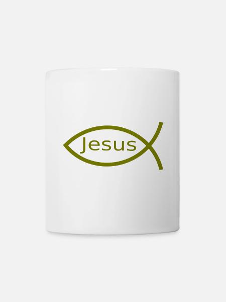 Jesusfisch grün Ichthys Fisch Fische - Tasse - Weiß
