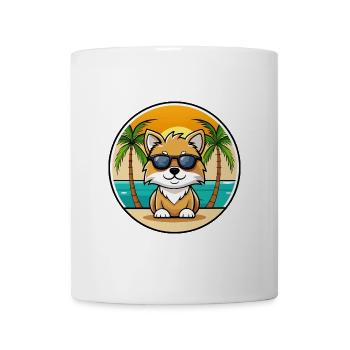 Spielzeug Deutscher Spitz Hund Rasse Cartoon Sonnenbrille Strand - Tasse - Weiß - Vorne