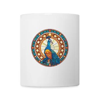 Pfauenbunte Aquarell-Tierillustration - Tasse - Weiß - Vorne