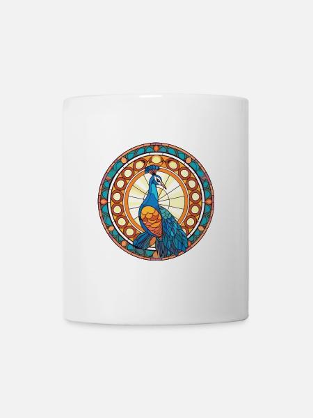 Pfauenbunte Aquarell-Tierillustration - Tasse - Weiß