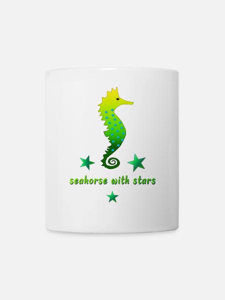 grünes Seepferdchen mit Sternchen - Tasse - Weiß