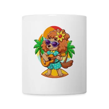 Lustige Pudel Hund Cartoon Sommer Strand Sonnenbrille - Tasse - Weiß - Vorne