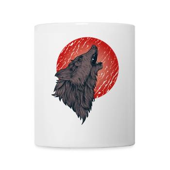 Howling wolf, full moon - Mug - white - Front