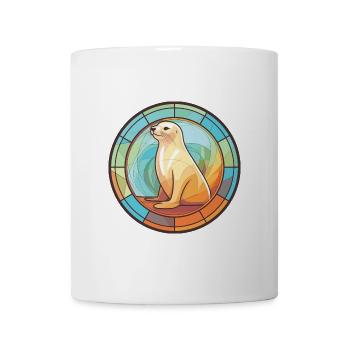 Seelöwe Bunte Aquarell-Tierillustration - Tasse - Weiß - Vorne