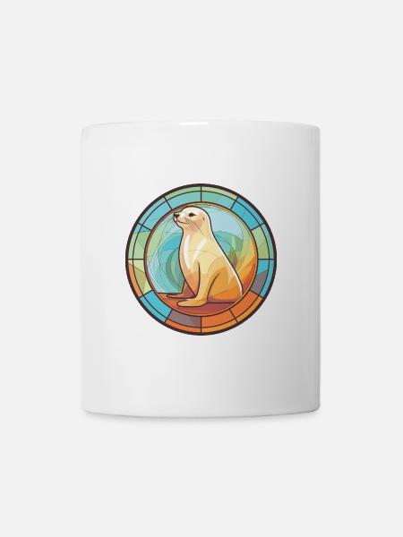 Seelöwe Bunte Aquarell-Tierillustration - Tasse - Weiß
