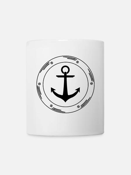 Bullauge mit Anker / Porthole with anchor - Tasse - Weiß