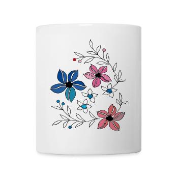 Blumenranke, Ornament - Tasse - Weiß - Vorne