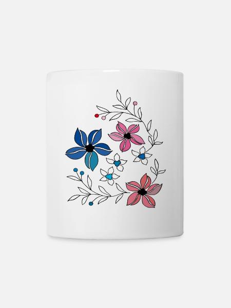Blumenranke, Ornament - Tasse - Weiß