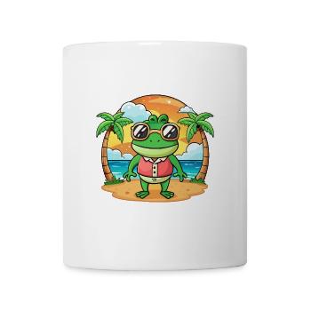 Frosch Lustige Cartoon Sommer Strand Sonnenbrille - Tasse - Weiß - Vorne