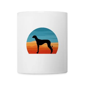 Alter kroatischer Windhund Hund Silhouette Retro Sonne - Tasse - Weiß - Vorne