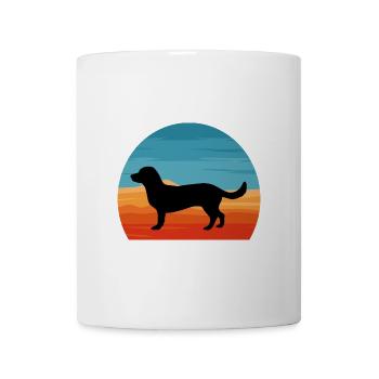 Alpine Dachsbracke Hundesilhouette Retro Sonnenuntergang - Tasse - Weiß - Vorne
