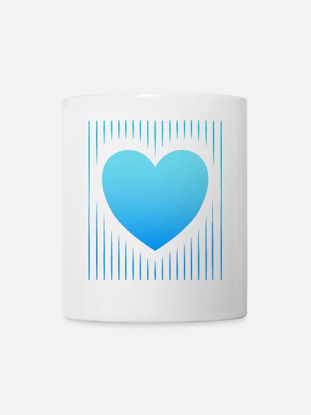 blaues Herz blaue Linien - Tasse - Weiß