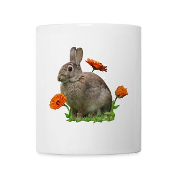 Hase Osterhase Ringelblume - Tasse - Weiß - Vorne