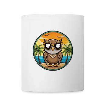 Eule Lustige Cartoon Sommer Strand Sonnenbrille Aufkleber - Tasse - Weiß - Vorne