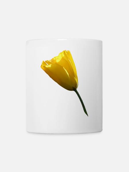 gelber Mohn Klatschmohn Mohnblume - Tasse - Weiß