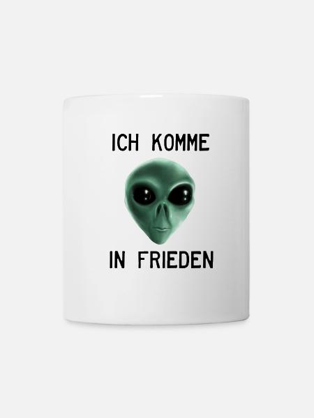Ich komme in Frieden - Grüner Alien - Tasse - Weiß