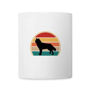 Nördlicher Inuit Hundeliebhaber Silhouette Vintage Sonnenuntergang - Tasse - Weiß - Vorne