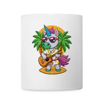 Lustige Einhorn Cartoon Sommer Strand Sonnenbrille - Tasse - Weiß - Vorne