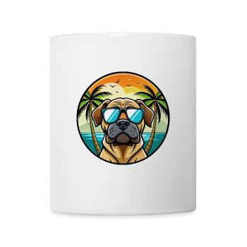 Englische Dogge Hund Rasse Cartoon Sonnenbrille Strand - Tasse - Weiß - Vorne