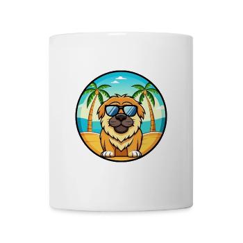 Tibetische Dogge Hunderasse Cartoon Sonnenbrille Strand - Tasse - Weiß - Vorne