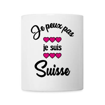 SUISSE. HUMOUR. PAYS. DRAPEAU. GENEVE. LAUSANNE - Mug blanc - blanc - Devant