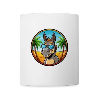 Esel Lustige Cartoon Sommer Strand Sonnenbrille Cool - Tasse - Weiß - Vorne