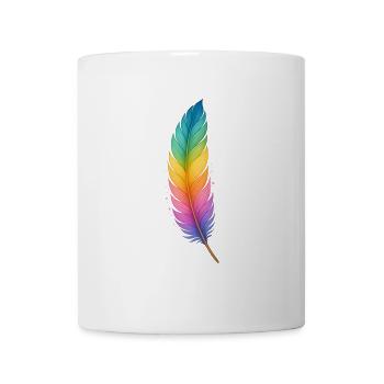 Colorful Feather – Sanfte Kraft in Regenbogenfarbe - Tasse - Weiß - Vorne