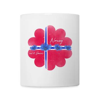 Norwegen Norwegenfahne Blumen - Tasse - Weiß - Vorne