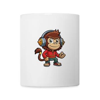 Affe Lustige Zeichentrickfigur Kopfhörer Musik - Tasse - Weiß - Vorne