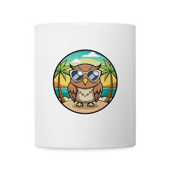 Eule Lustige Cartoon Sommer Strand Sonnenbrille Aufkleber - Tasse - Weiß - Vorne
