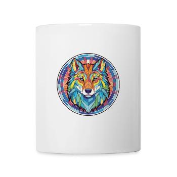 Wolf buntes Aquarell Tier Haustier Illustration - Tasse - Weiß - Vorne