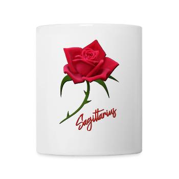 Schütze Rose rote Rose Rosen Sternzeichen Schütze - Tasse - Weiß - Vorne