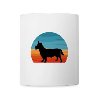 Lancashire Heeler Hund Liebe Silhouette Retro Sonnenuntergang - Tasse - Weiß - Vorne