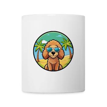 Spielzeug Pudel Hund Rasse Cartoon Sonnenbrille Strand - Tasse - Weiß - Vorne