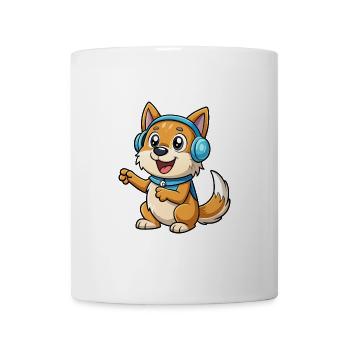 Hund Lustige Zeichentrickfigur Kopfhörer Musik - Tasse - Weiß - Vorne