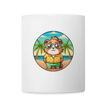 Cochon d’Inde Drôle Dessin Animé Plage Été Lunettes de soleil - Mug blanc - blanc - Devant