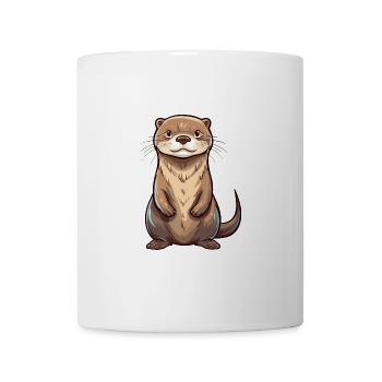 Otter buntes Aquarell Karikatur Kawaii Tier - Tasse - Weiß - Vorne