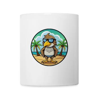 Hawk Lustige Cartoon Sommer Strand Sonnenbrille Aufkleber - Tasse - Weiß - Vorne