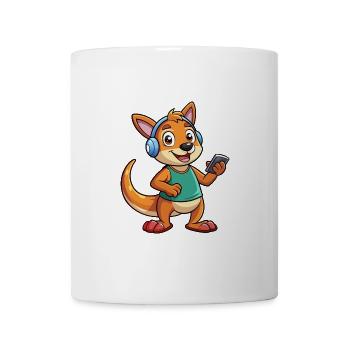 Känguru Lustige Zeichentrickfigur Kopfhörer Musik - Tasse - Weiß - Vorne