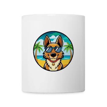 King Shepherd Dog Breed Cartoon Sunglasses Beach - Mug - white - Front