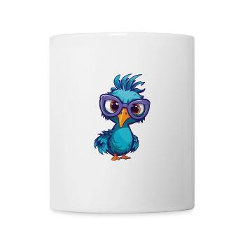 Pfau mit Brille Cartoon Kawaii Illustration - Tasse - Weiß - Vorne