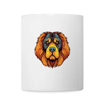 Tibetischer Mastiff Hunderasse Aquarell Karikatur Kawai - Tasse - Weiß - Vorne
